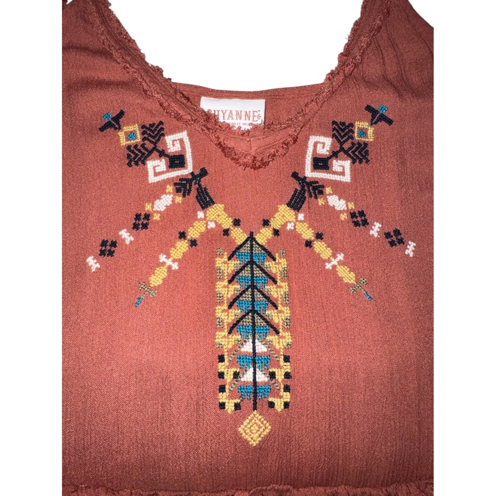 Shyanne Rust Tiered Ruffle Embroidered Tank Top - Picture 6 of 10